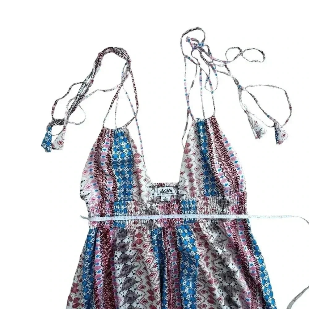 Lulu Print Backless V Neck Slip Maxi Dress - Picture 10 of 16